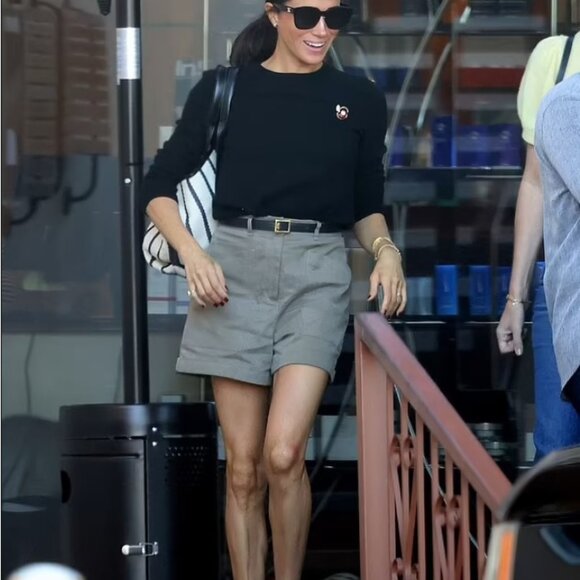 La Ligne NY High Waist Patch Pocket Shorts Mushroom Size 14 NWT - Orig. $250 - Picture 6 of 11